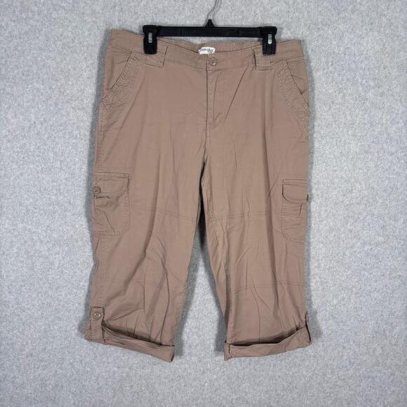 St. John's Bay Pants - St Johns Bay Cargo Capri Pant 12 Khaki Utility Baggy Stretch Hiking GORP Y2K 90s
